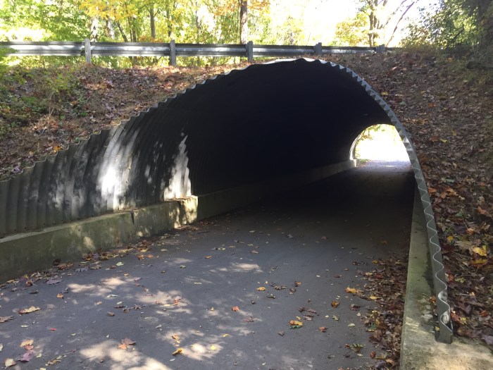 A tunnel for the multi use trail that goes under the road - our trail was parallel to the road
